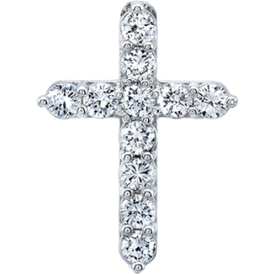 Round Diamonds 0.25 ctw VS2 Clarity, I Color Diamond 14K White Gold Cross Necklace