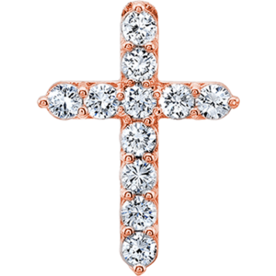 Round Diamonds 0.5 ctw VS2 Clarity, I Color Diamond 18K Rose Gold Cross Necklace