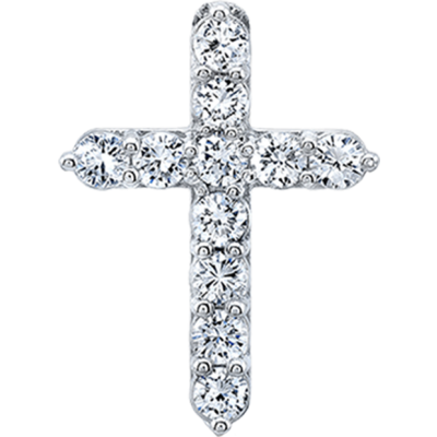 Round Diamonds 1.5 ctw VS2 Clarity, I Color Diamond 18K White Gold Cross Necklace