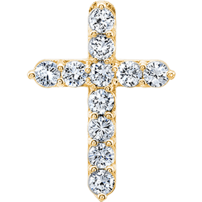 Round Diamonds 2 ctw VS2 Clarity, I Color Diamond 18K Yellow Gold Cross Necklace