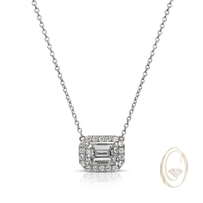 Emerald cut diamond pendant necklace online